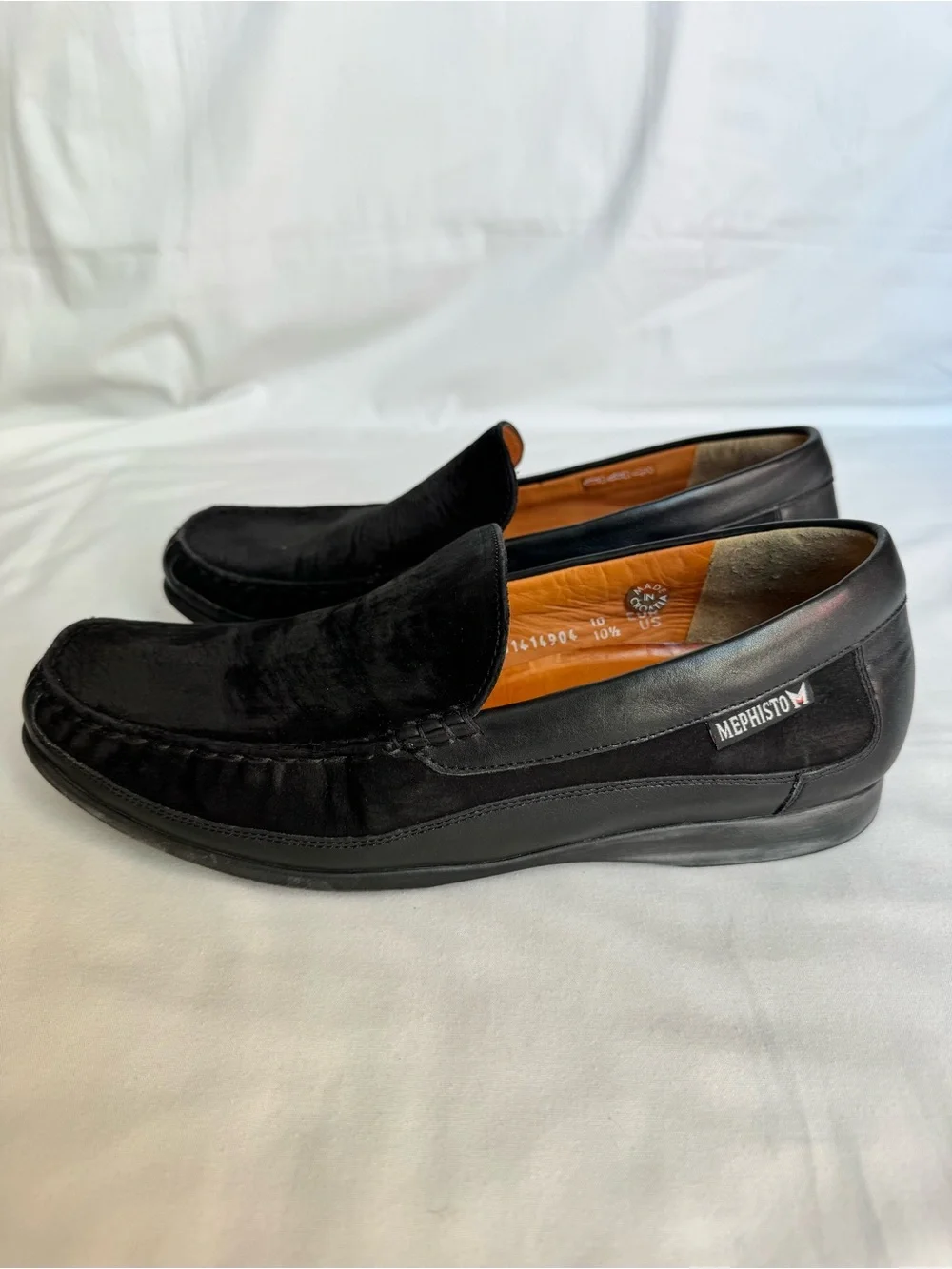 MEPHISTO Baduard Black Suede Leather Slip-On Loafers Shoes Men's 10.5